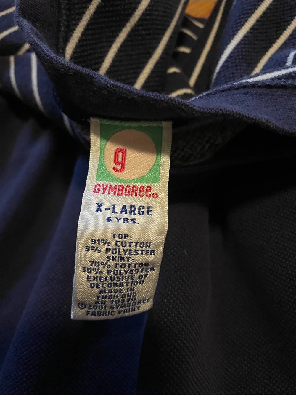 Y2K Gymboree Girl 6 Navy & White Striped Long-Sleeve Dress with Flower Appliqué